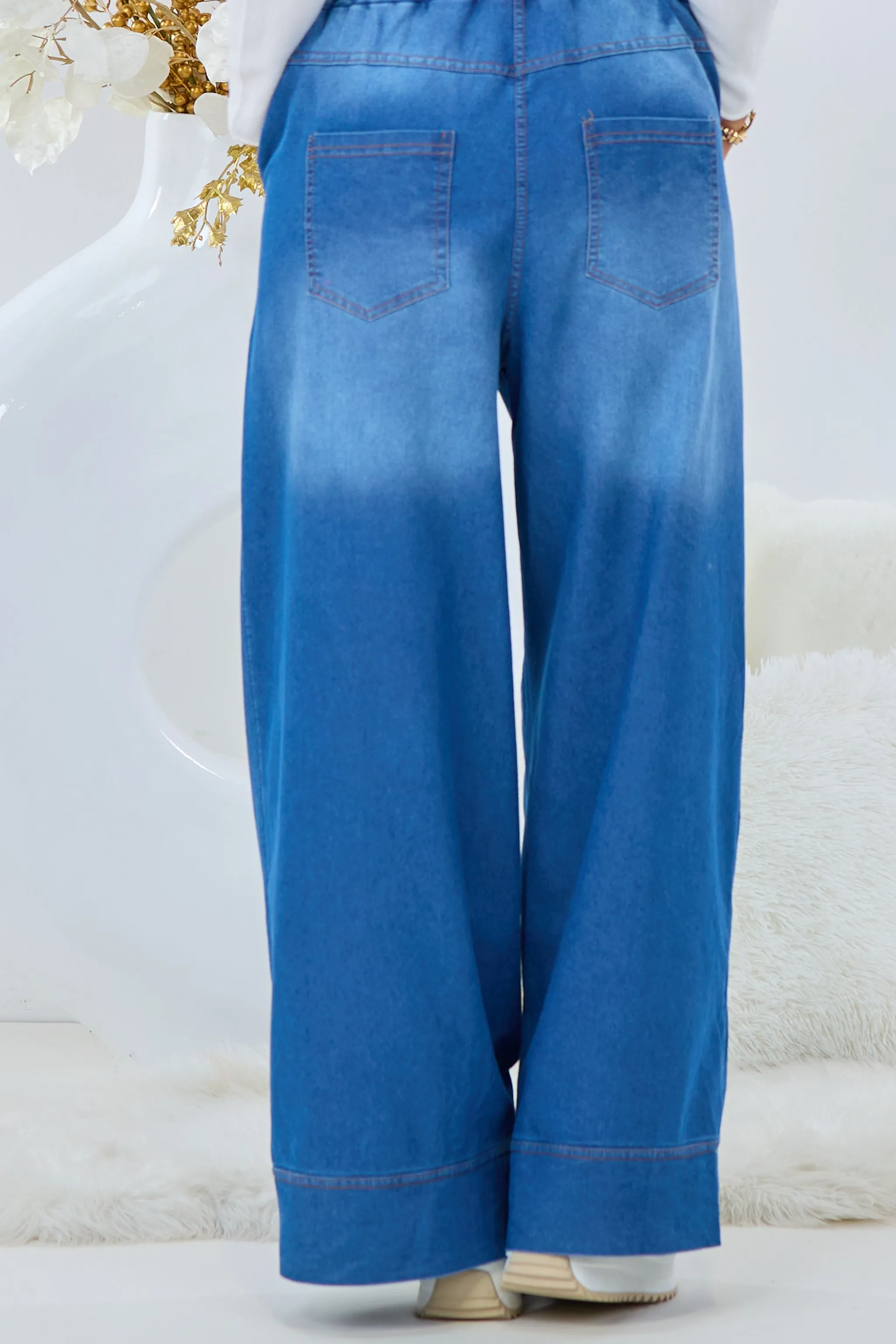 Marlene Jeans mit elastischem Bund, blau