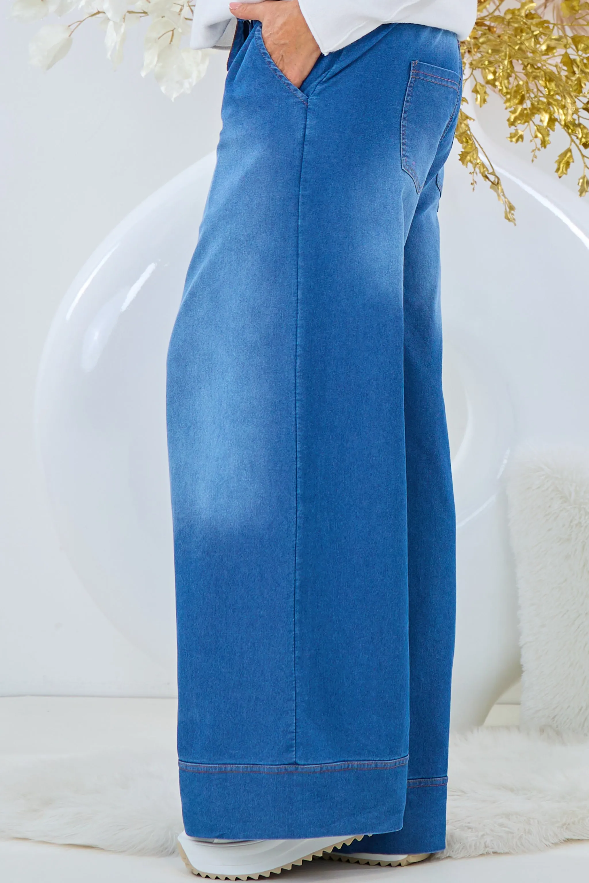 Marlene Jeans mit elastischem Bund, blau