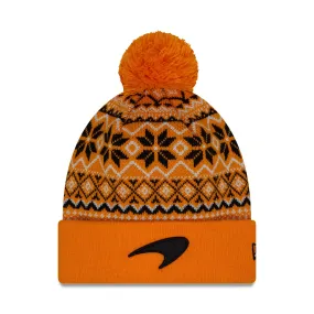 McLaren F1 New Era Limited Edition Holiday Cuff Bobble Beanie - Papaya/Phantom