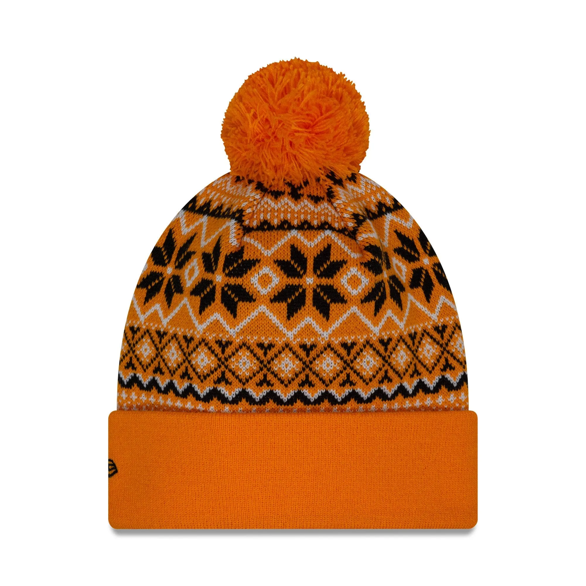 McLaren F1 New Era Limited Edition Holiday Cuff Bobble Beanie - Papaya/Phantom