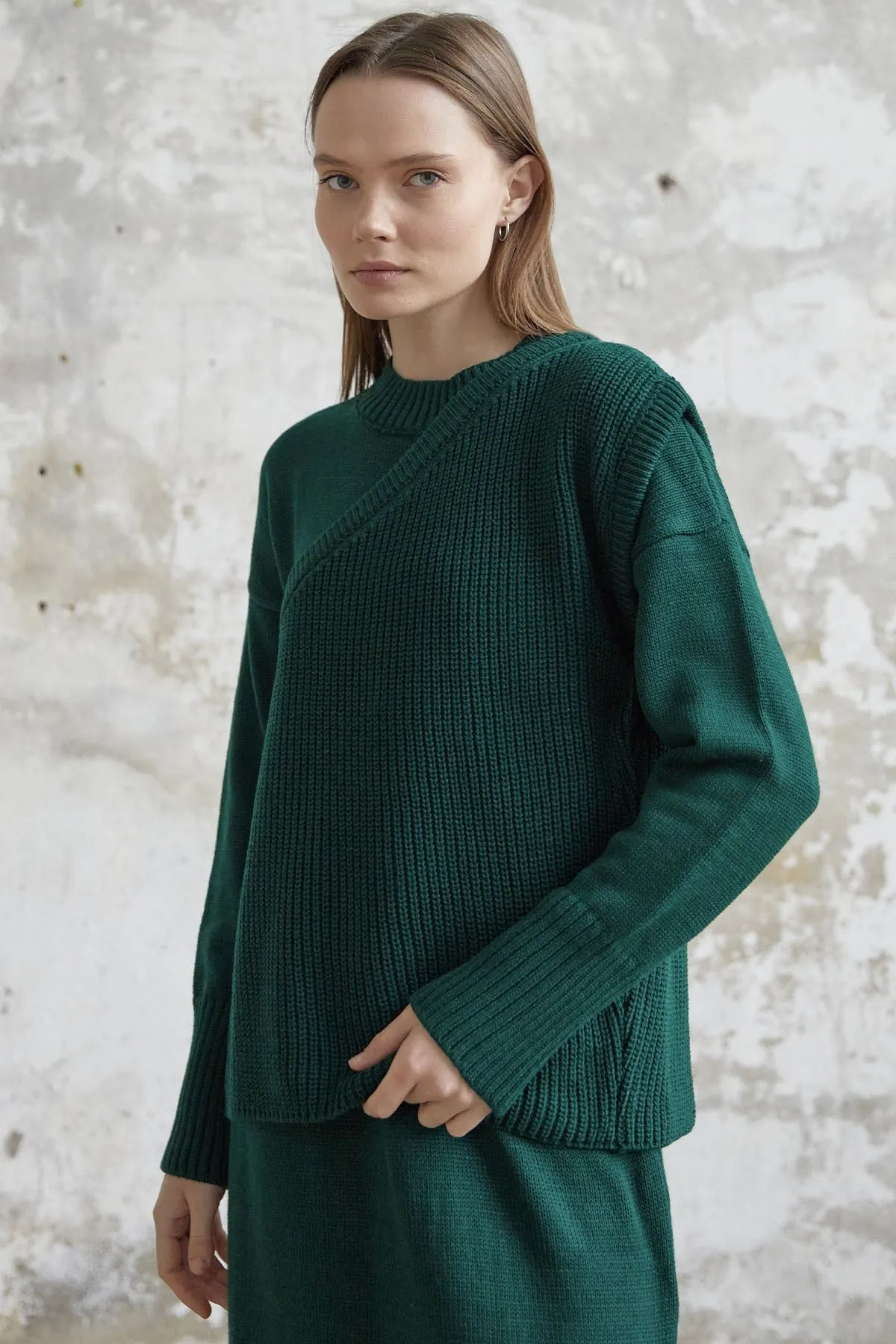 MDS Women Knit Dress with Belted Sweater - Emerald Green - Carol Stream