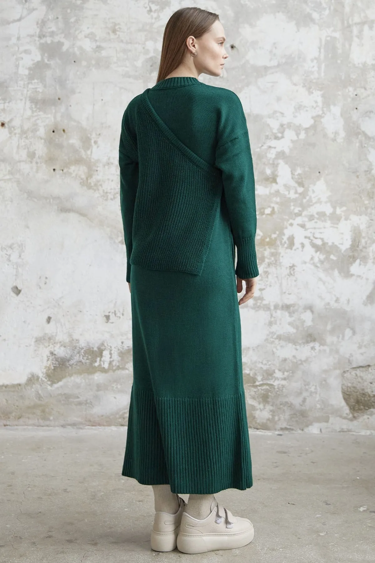 MDS Women Knit Dress with Belted Sweater - Emerald Green - Carol Stream