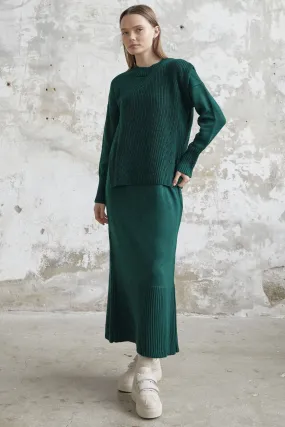 MDS Women Knit Dress with Belted Sweater - Emerald Green - Carol Stream