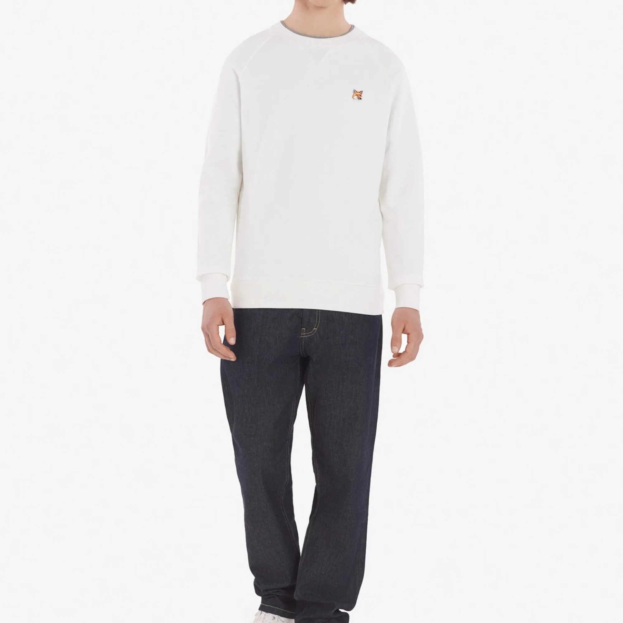 Men Fox Head Patch Classic Sweatshirt - Ecru