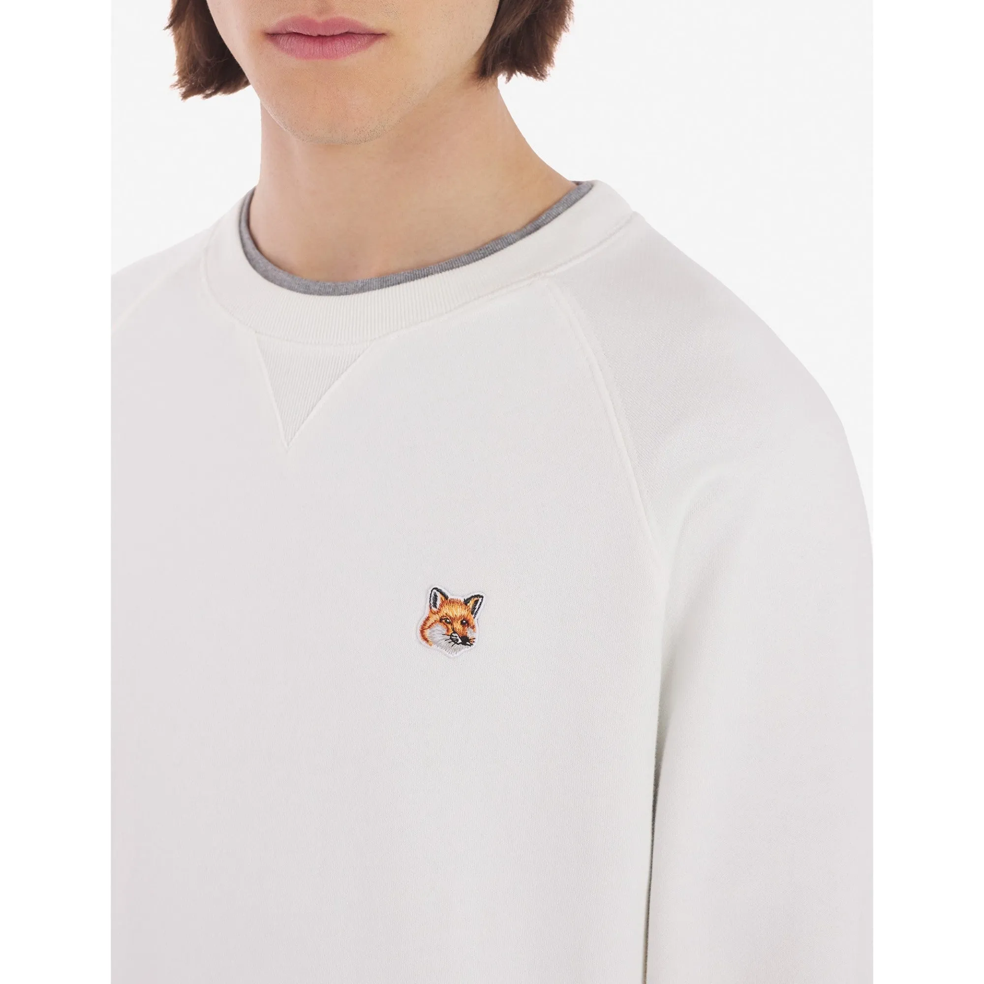 Men Fox Head Patch Classic Sweatshirt - Ecru