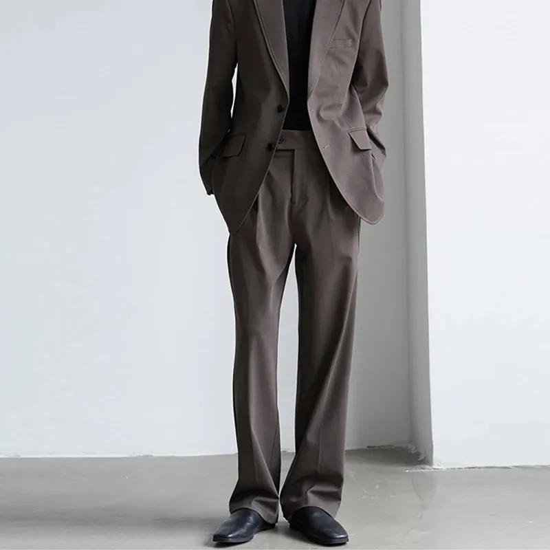 Men's Luxury Draped Baggy Suit Pants Casual Button-down Solid Color Straight Premium Elegant Dress Pants New