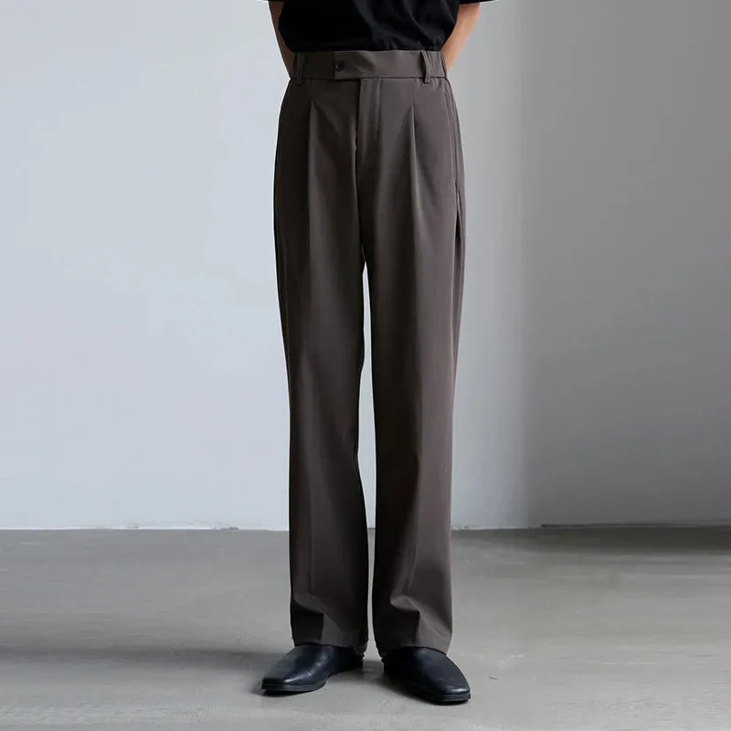 Men's Luxury Draped Baggy Suit Pants Casual Button-down Solid Color Straight Premium Elegant Dress Pants New
