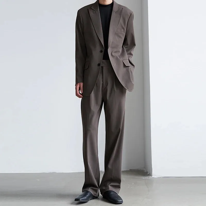 Men's Luxury Draped Baggy Suit Pants Casual Button-down Solid Color Straight Premium Elegant Dress Pants New