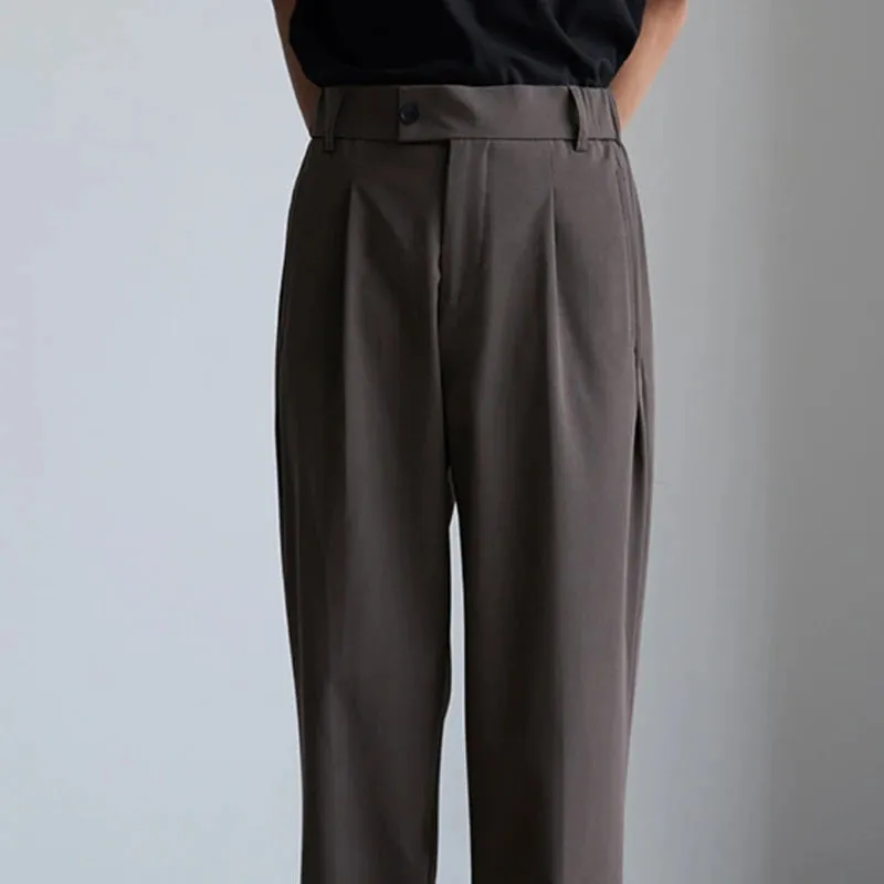 Men's Luxury Draped Baggy Suit Pants Casual Button-down Solid Color Straight Premium Elegant Dress Pants New