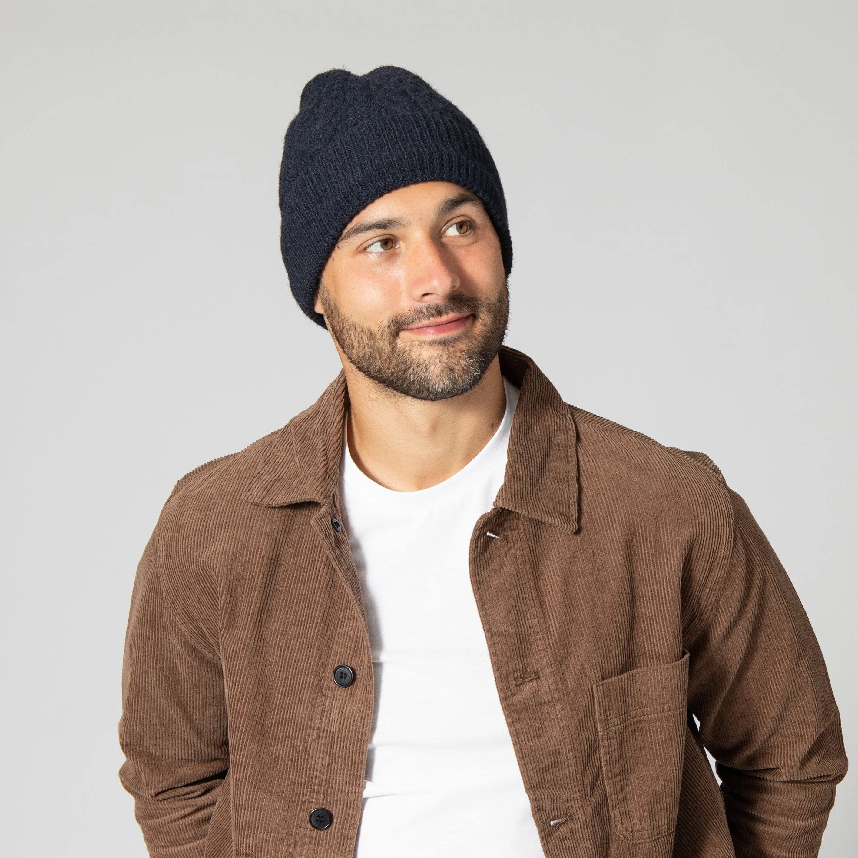 Men's Recycled Cable Knit Cuffed Beanie