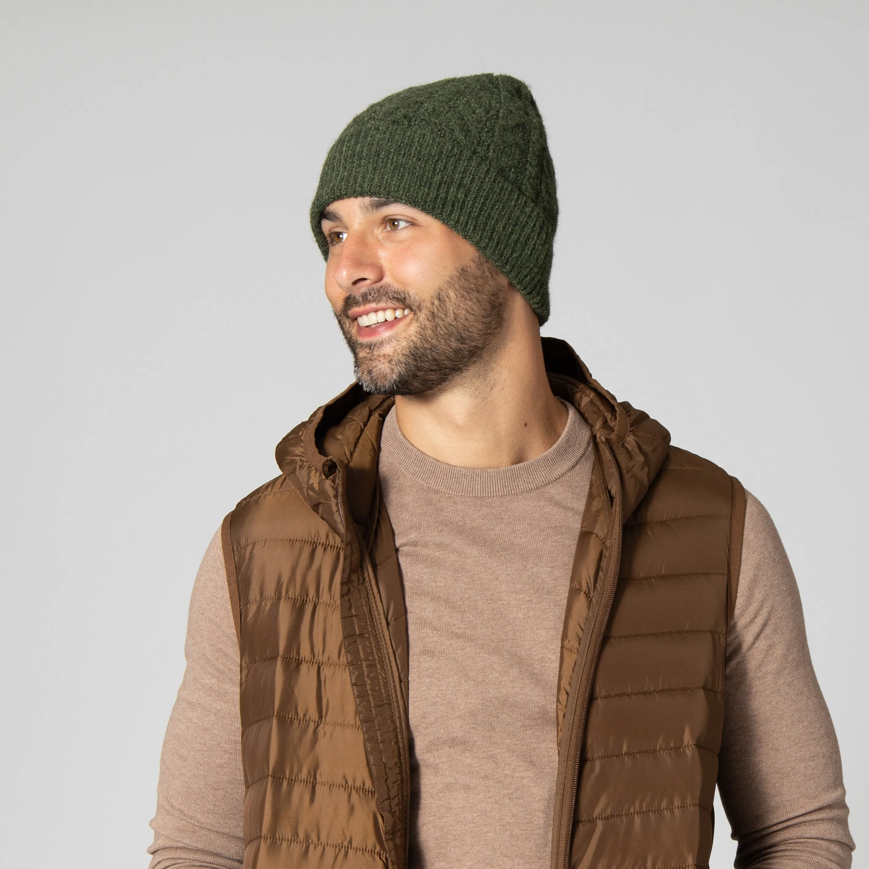 Men's Recycled Cable Knit Cuffed Beanie