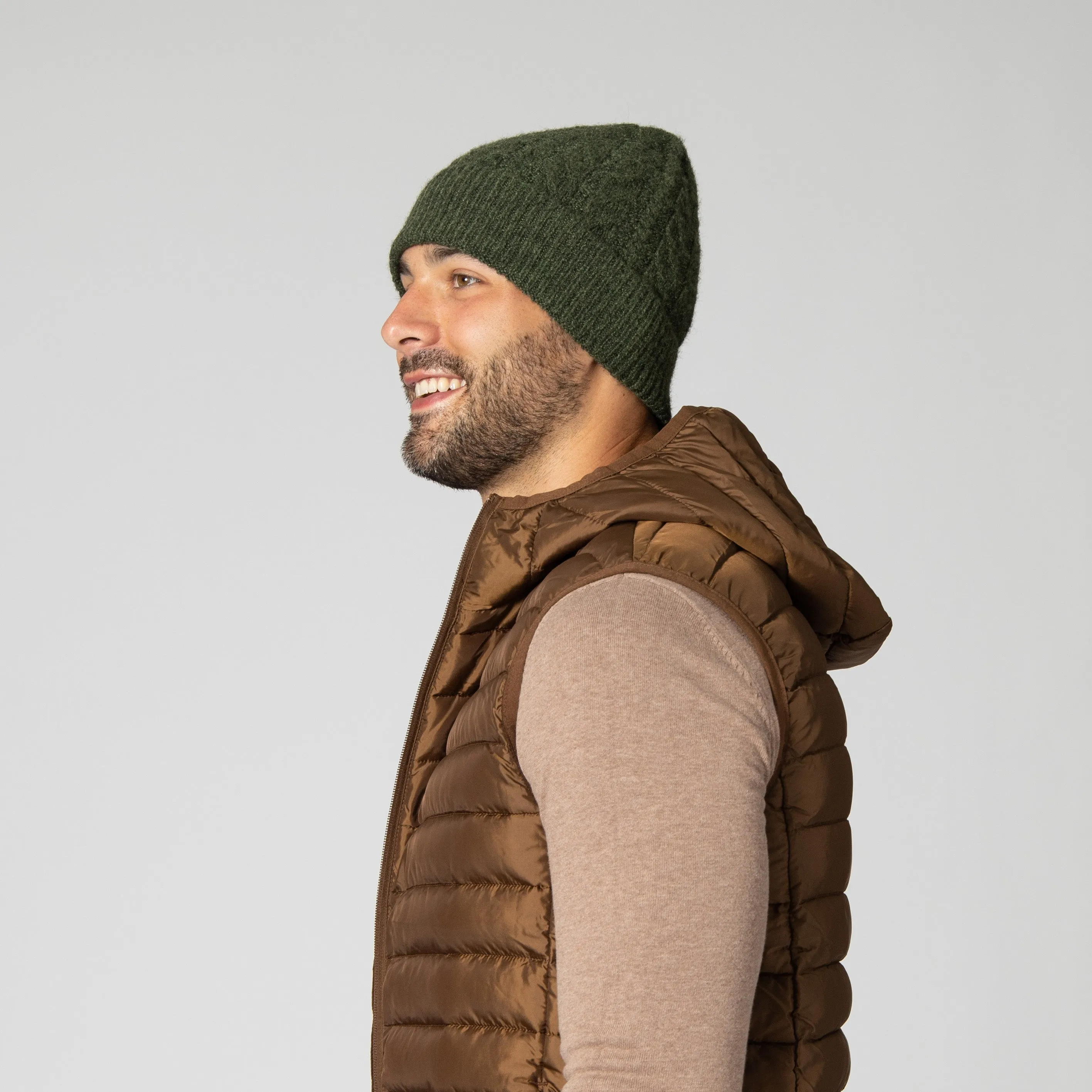 Men's Recycled Cable Knit Cuffed Beanie