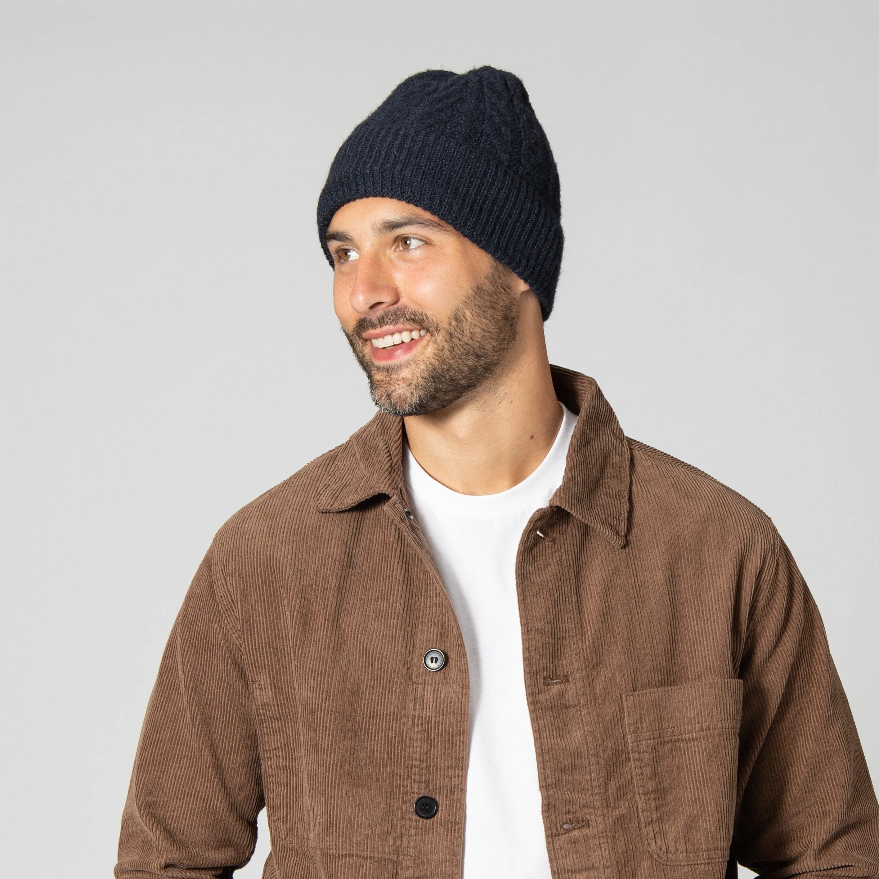 Men's Recycled Cable Knit Cuffed Beanie