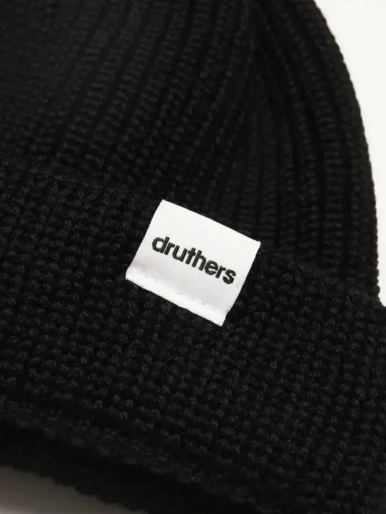 Merino Wool Dockworker Beanie- Black
