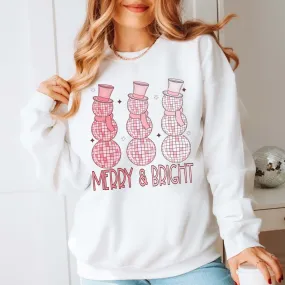 Merry & Bright Disco Snowmen Wholesale Graphic Sweatshirt - Fast Shipping