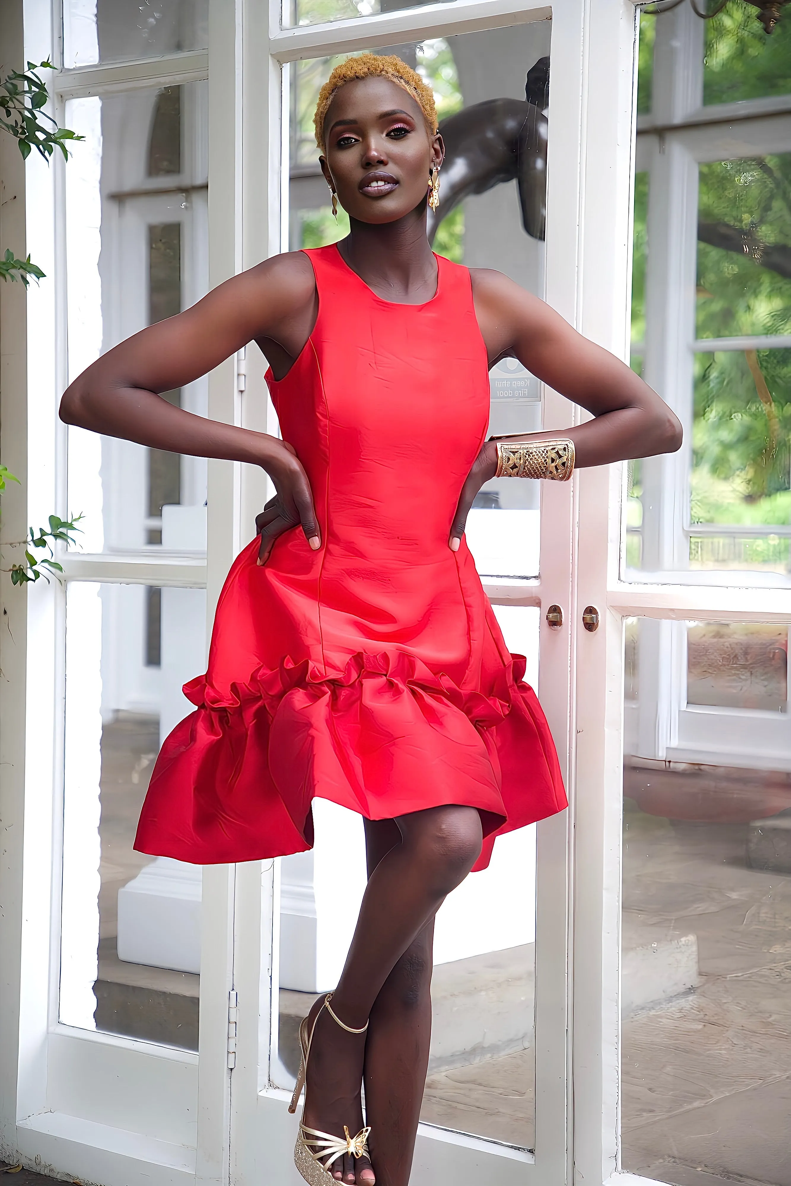 Ms Ruffles mini dress - red