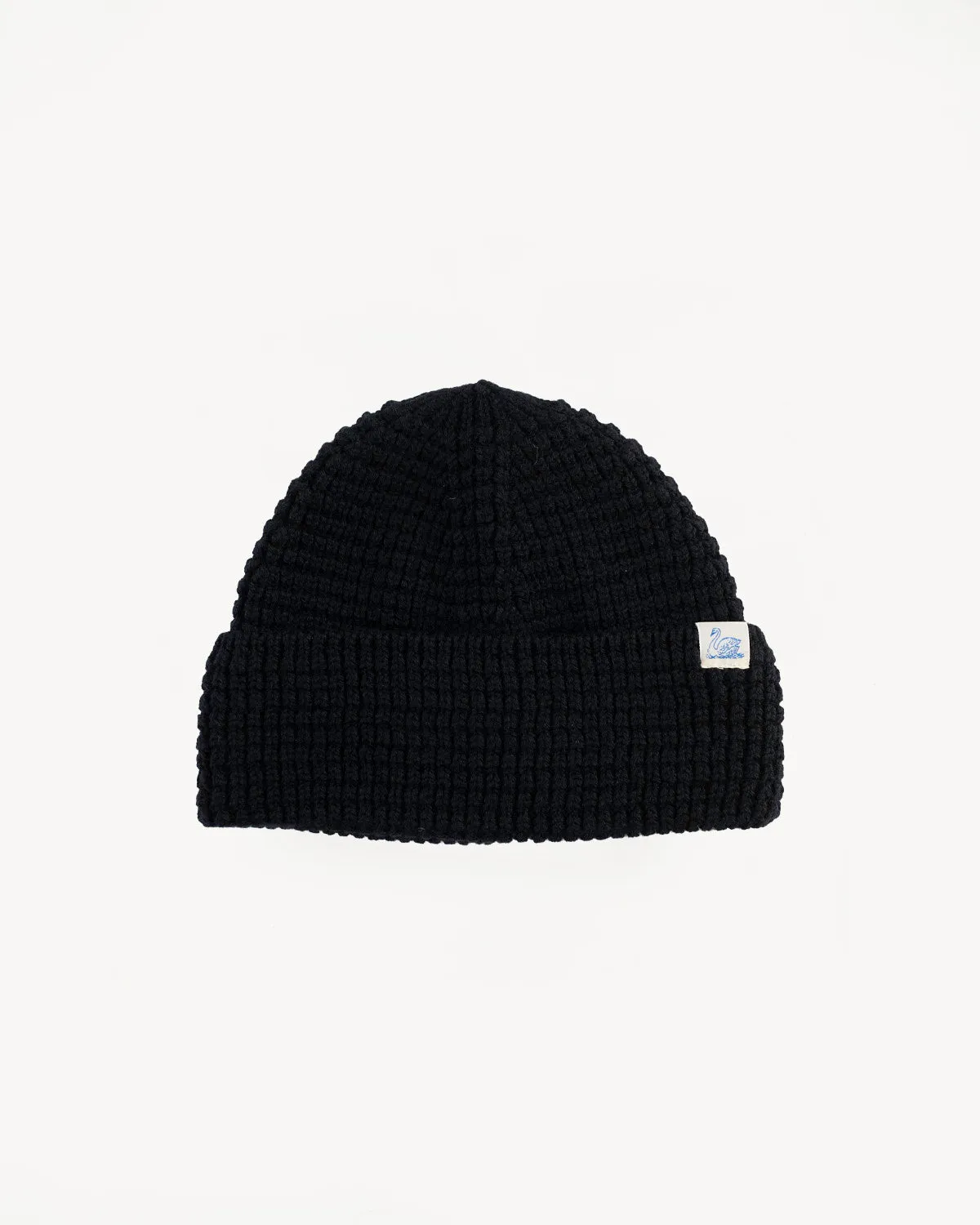 MWBN06.99 - Waffle Structure Sturdy Beanie Merino Wool  - Deep Black