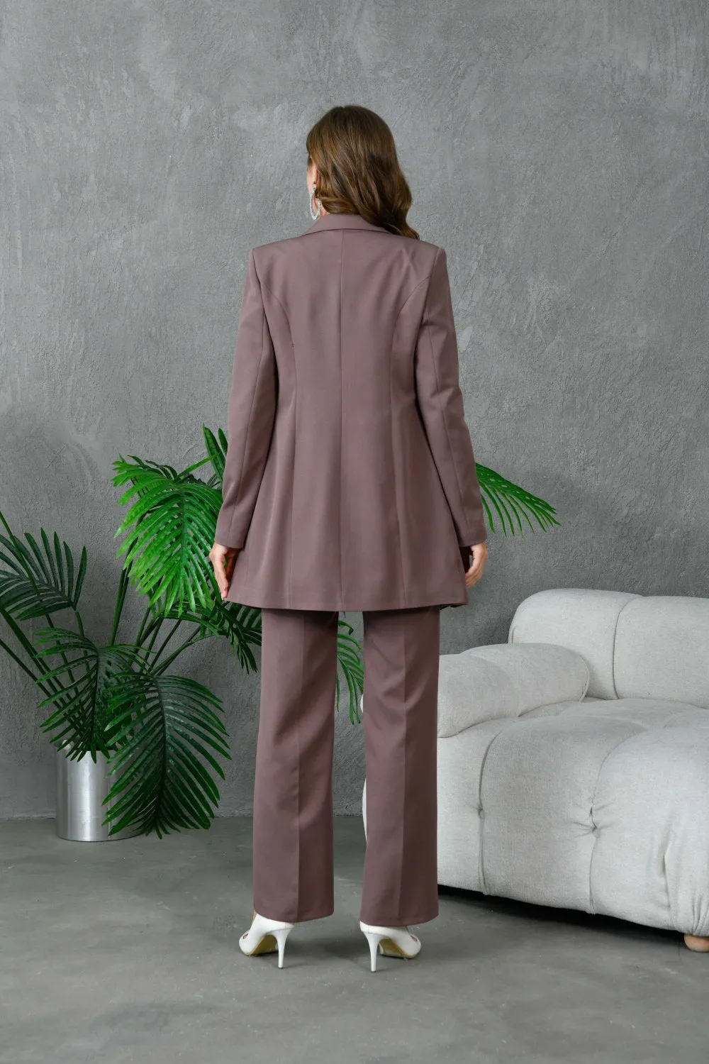 NDL Women Toka Detailed Pleated Women's Suit Dress Mink - Norwich