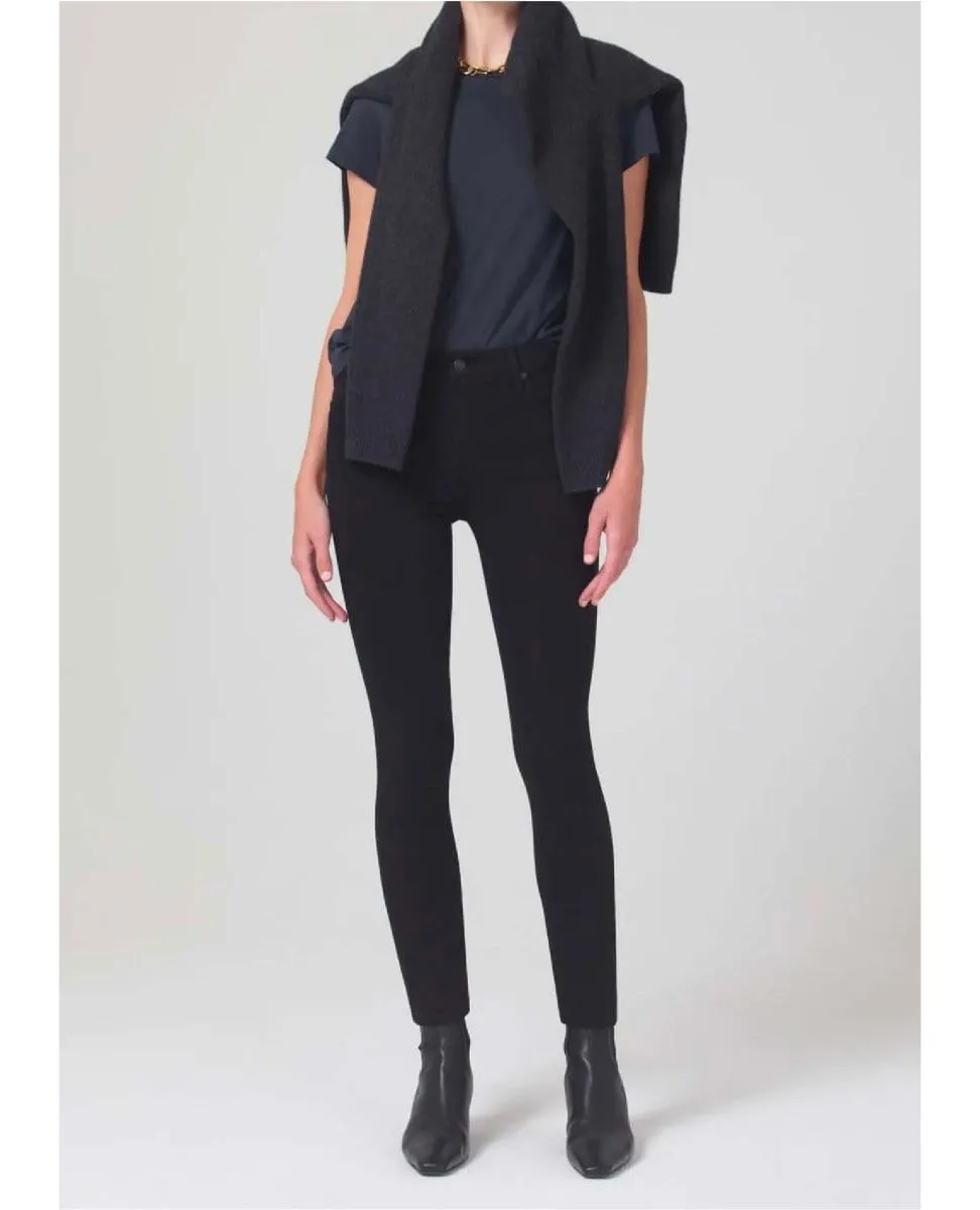 New Mid Rise Rocket Crop Plush Black