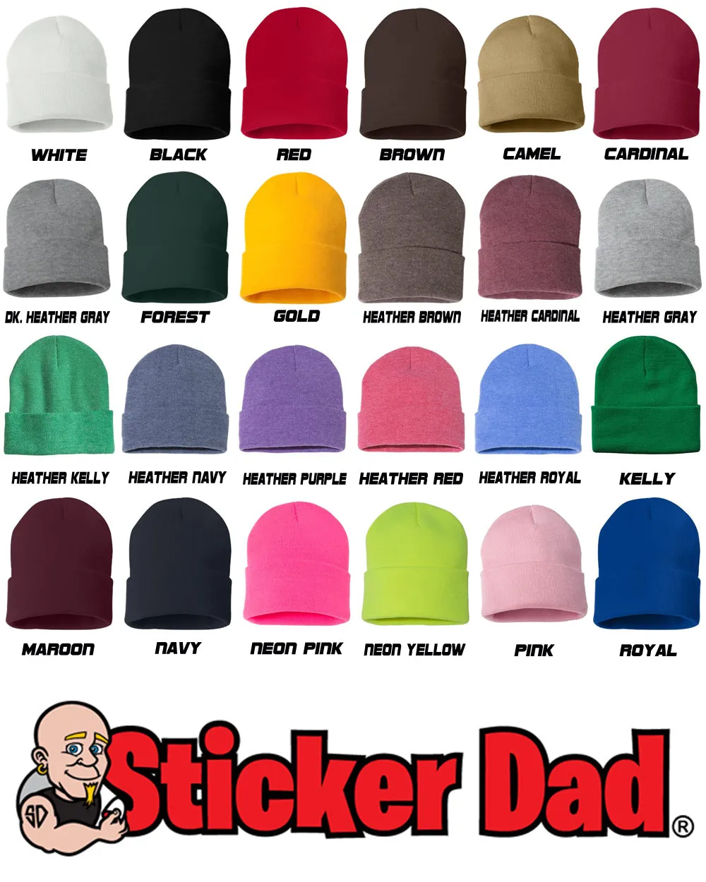 NJ State Abbreviation Embroidered Cuffed Beanie Hat