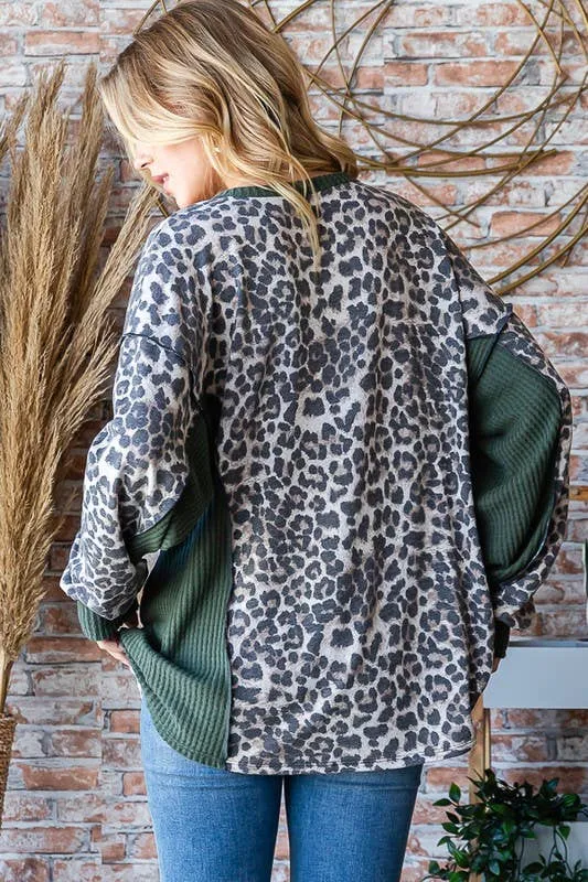 Olive Animal Print Top