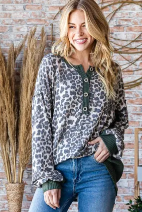Olive Animal Print Top