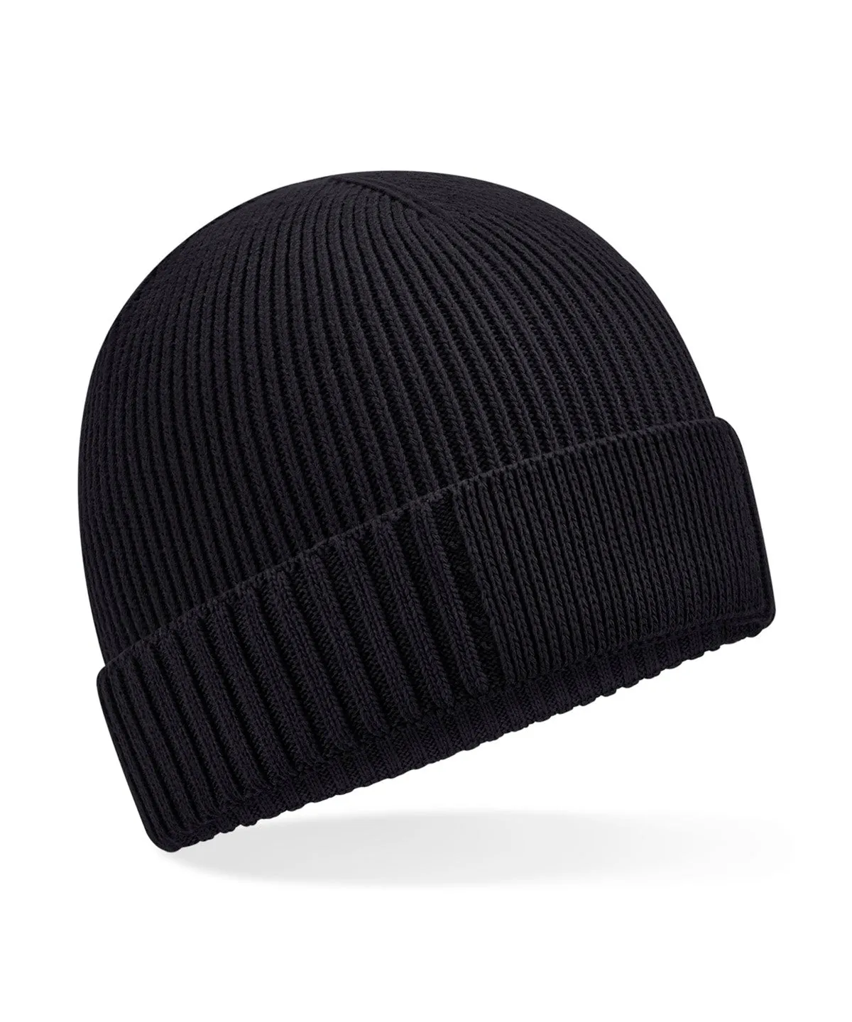 Organic cotton engineered patch beanie | Black
