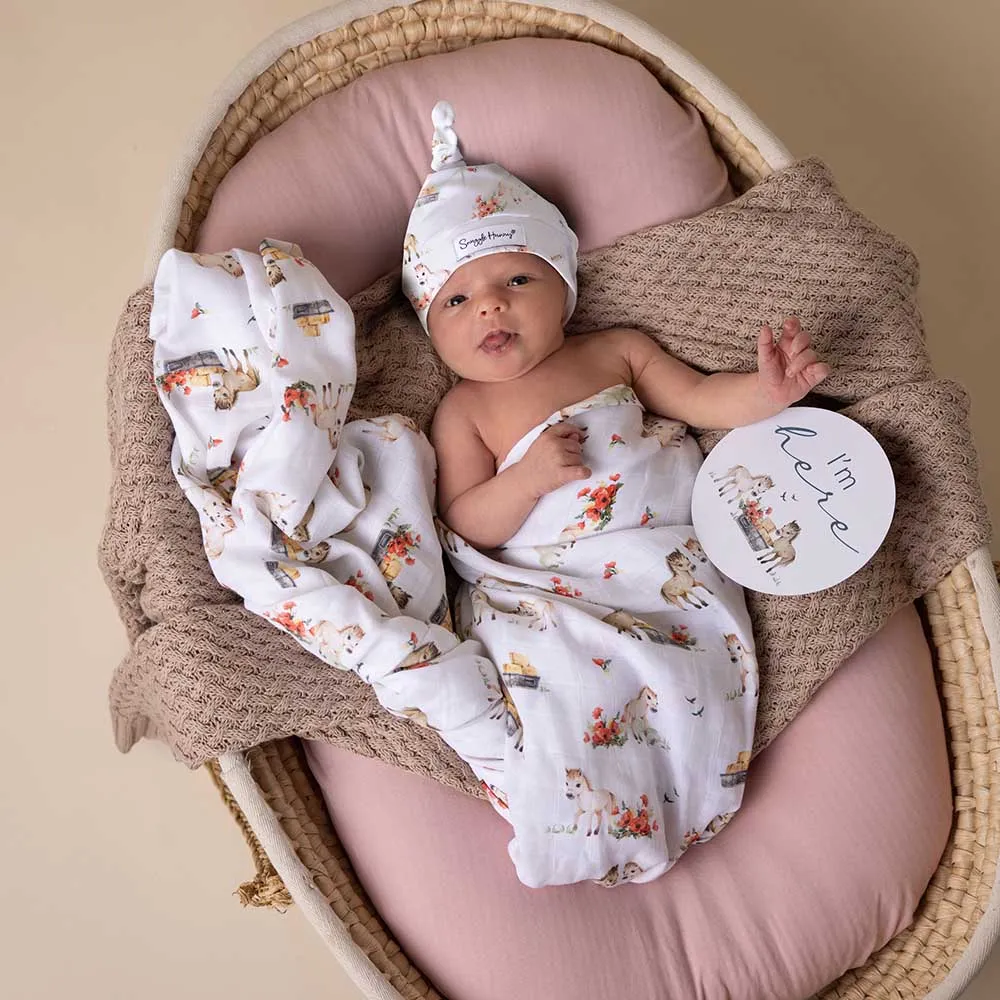 Organic-cotton Pony Pals Knotted Beanie 0 - 6 months