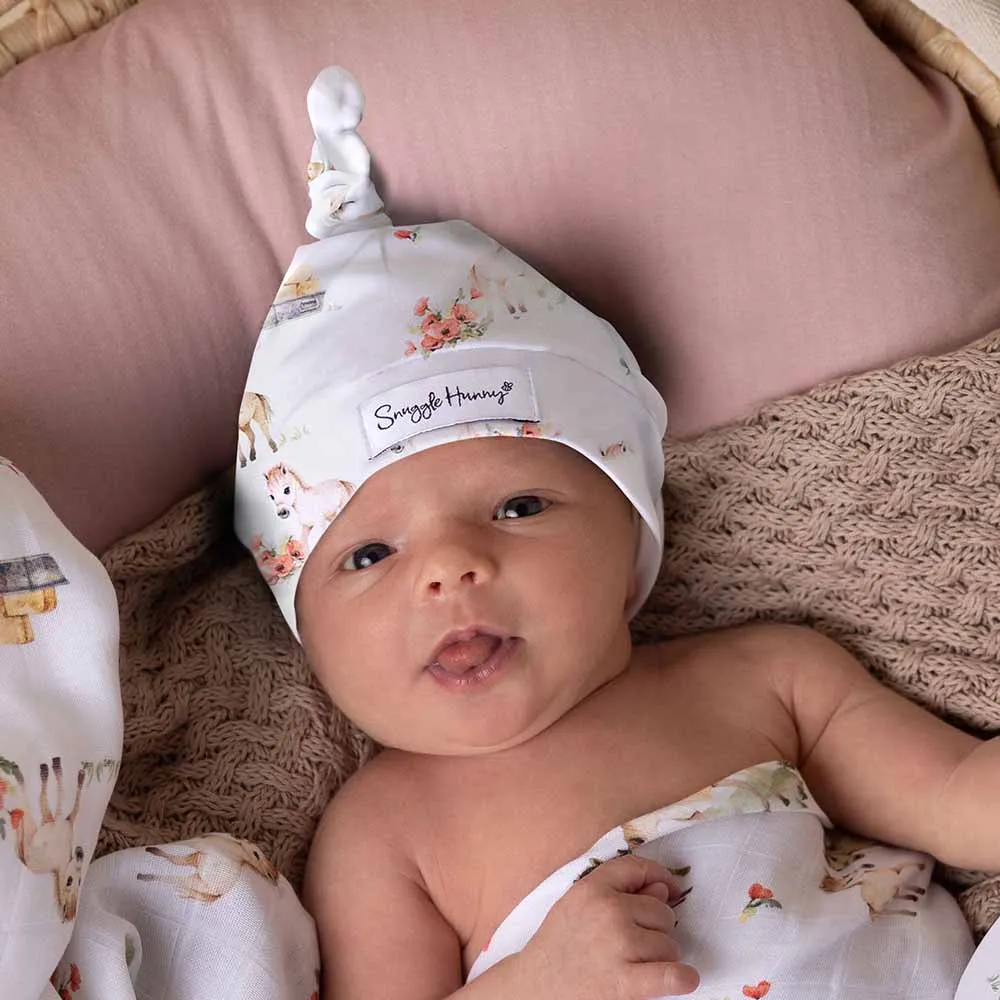 Organic-cotton Pony Pals Knotted Beanie 0 - 6 months