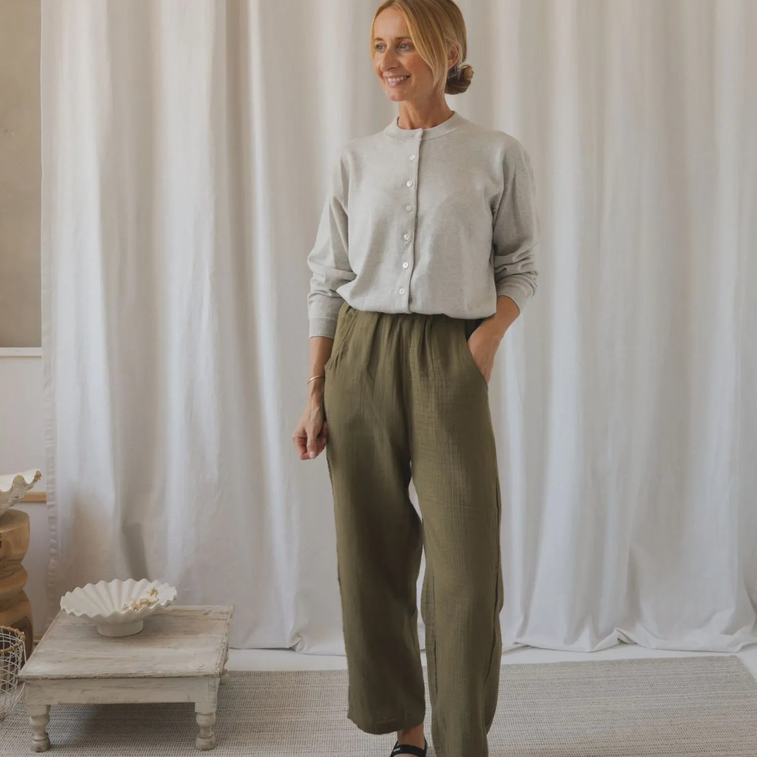 Organic Zoo - Adult Women's Olive Muslin Pants