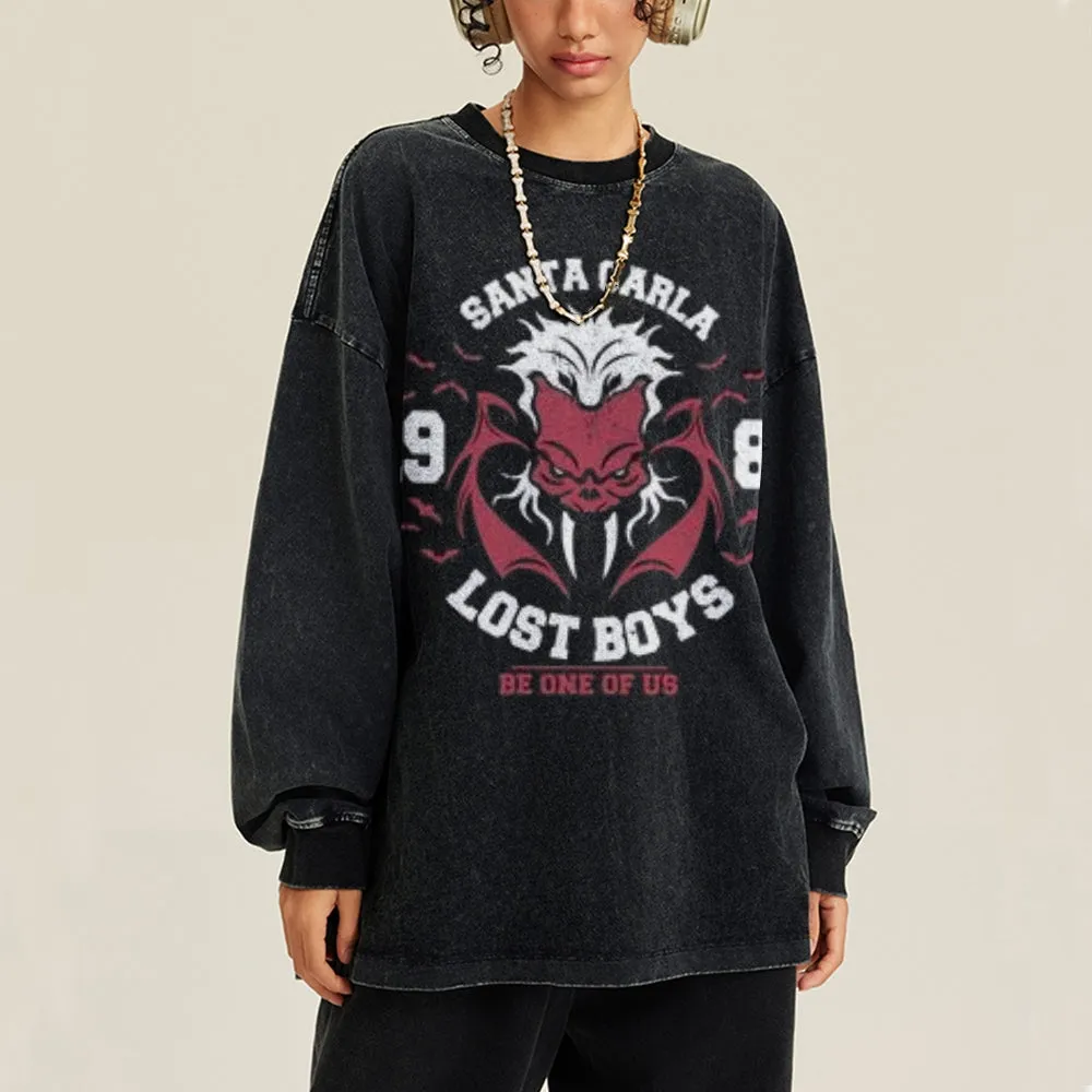 Oversized Vintage Washed Santa Carla The Lost Boys Graphic Sweatshirt