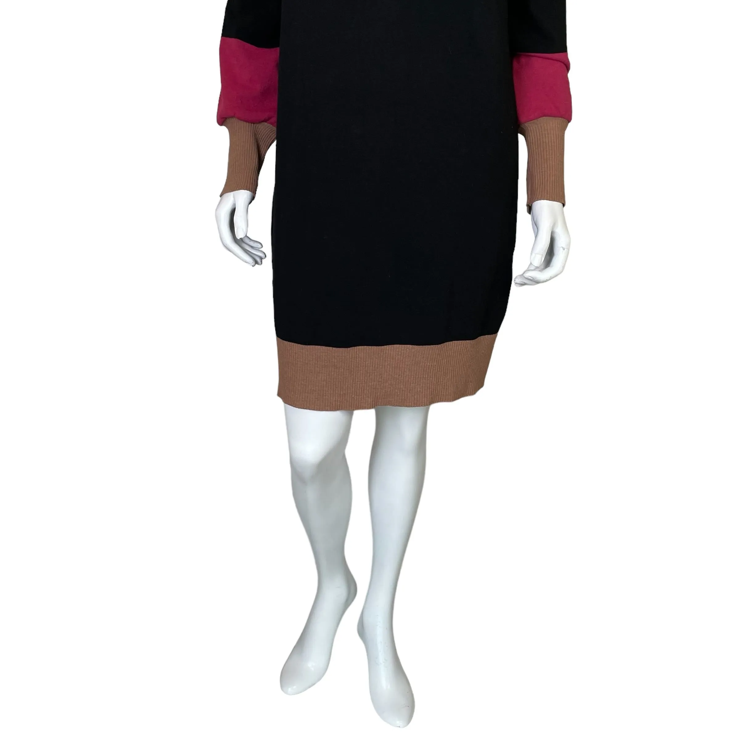 Paola Ermini | Women's Black, Pink and Brown Sweater Dress | Size: M