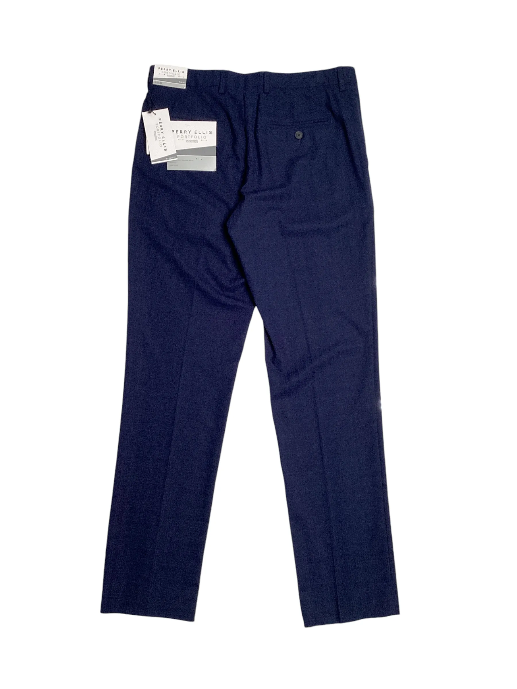 Perry Ellis Portfolio Men's Slim Fit Suit Dress Pants Navy Blue 38 x 32