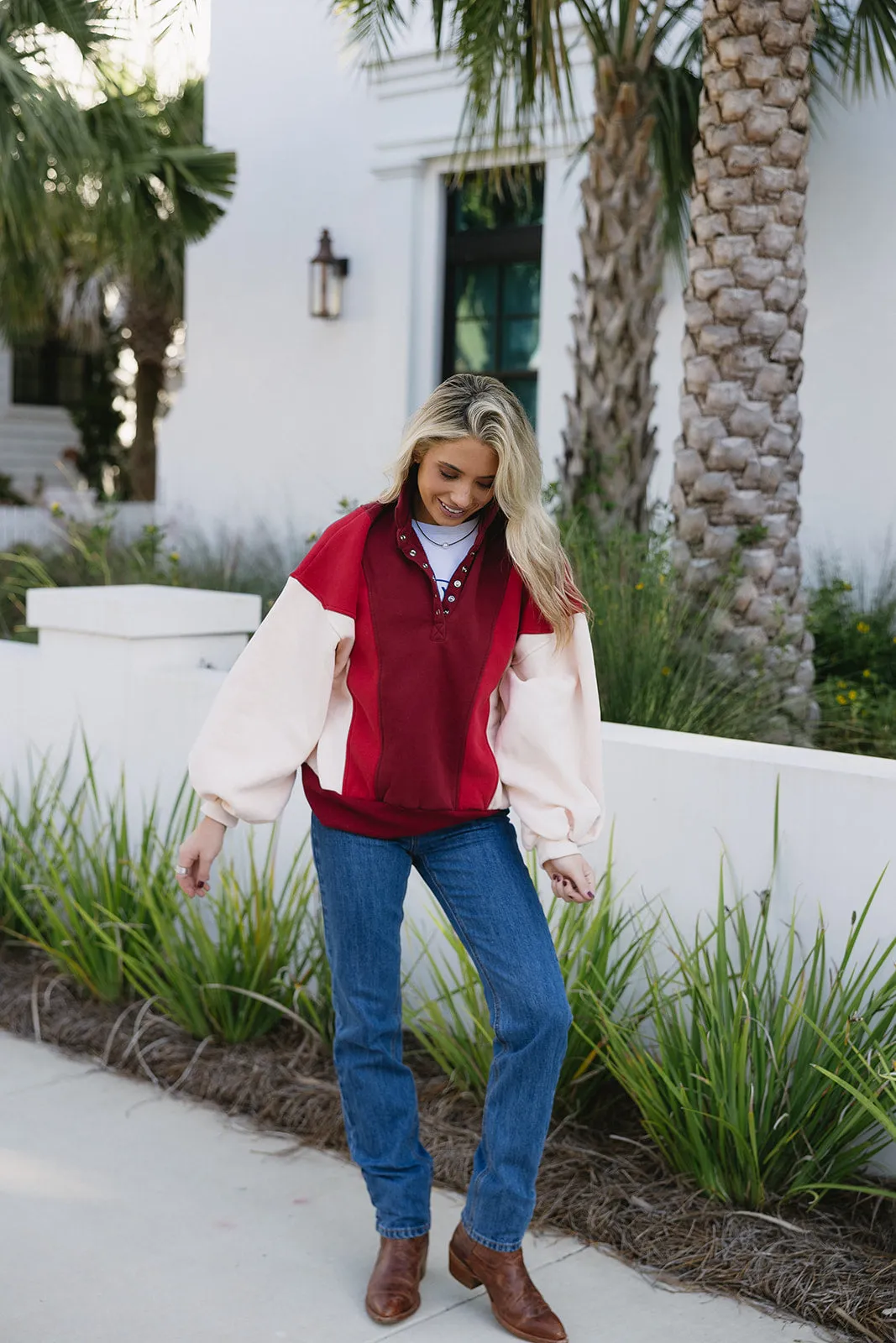 Piper Snap Sweatshirt - Red/Multi