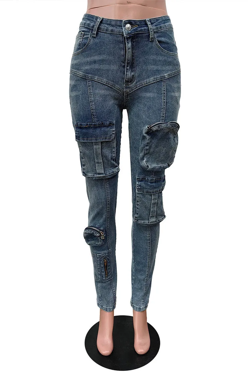 PJ640 Denim Patch Pockets Pants