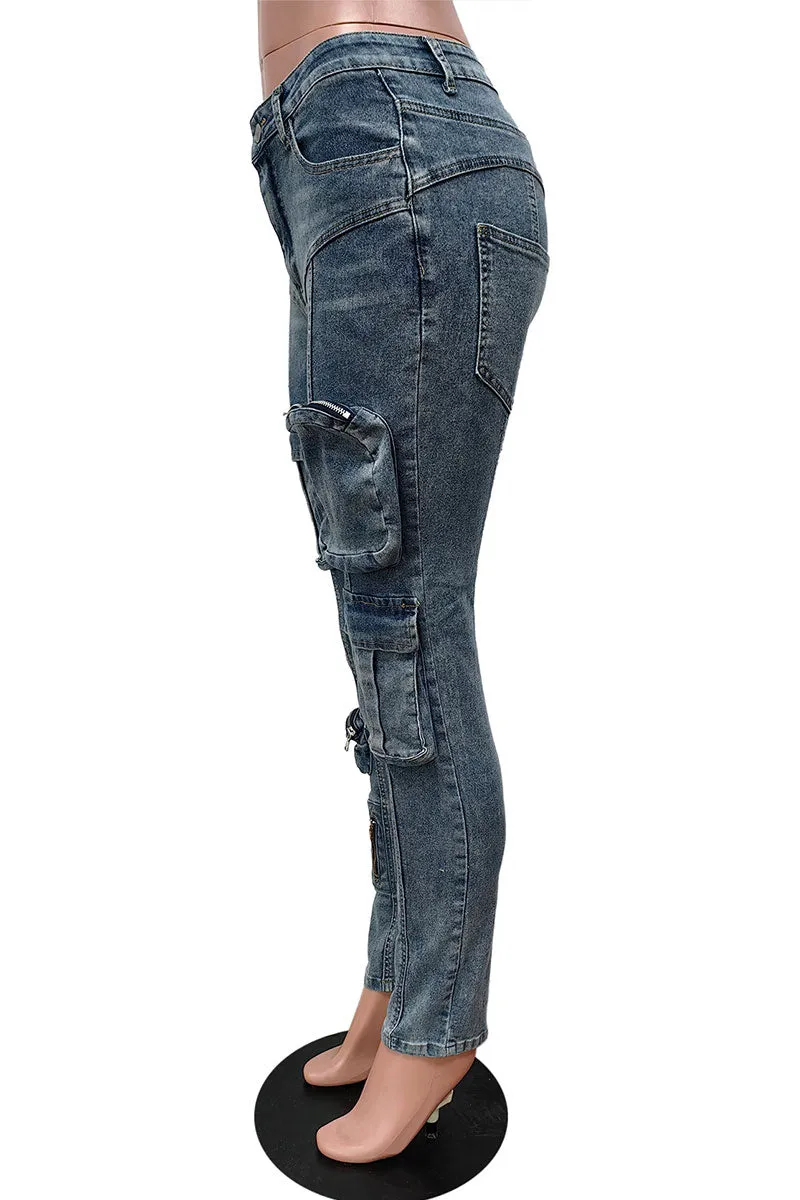 PJ640 Denim Patch Pockets Pants