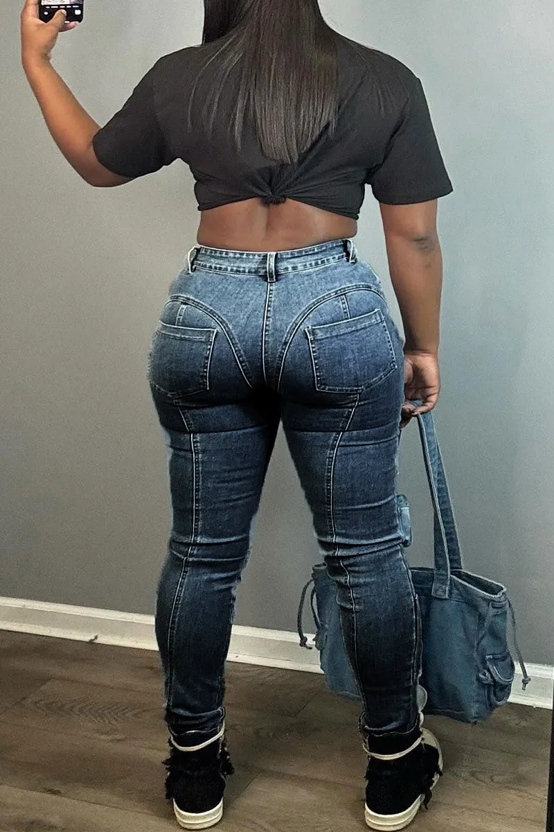 PJ640 Denim Patch Pockets Pants