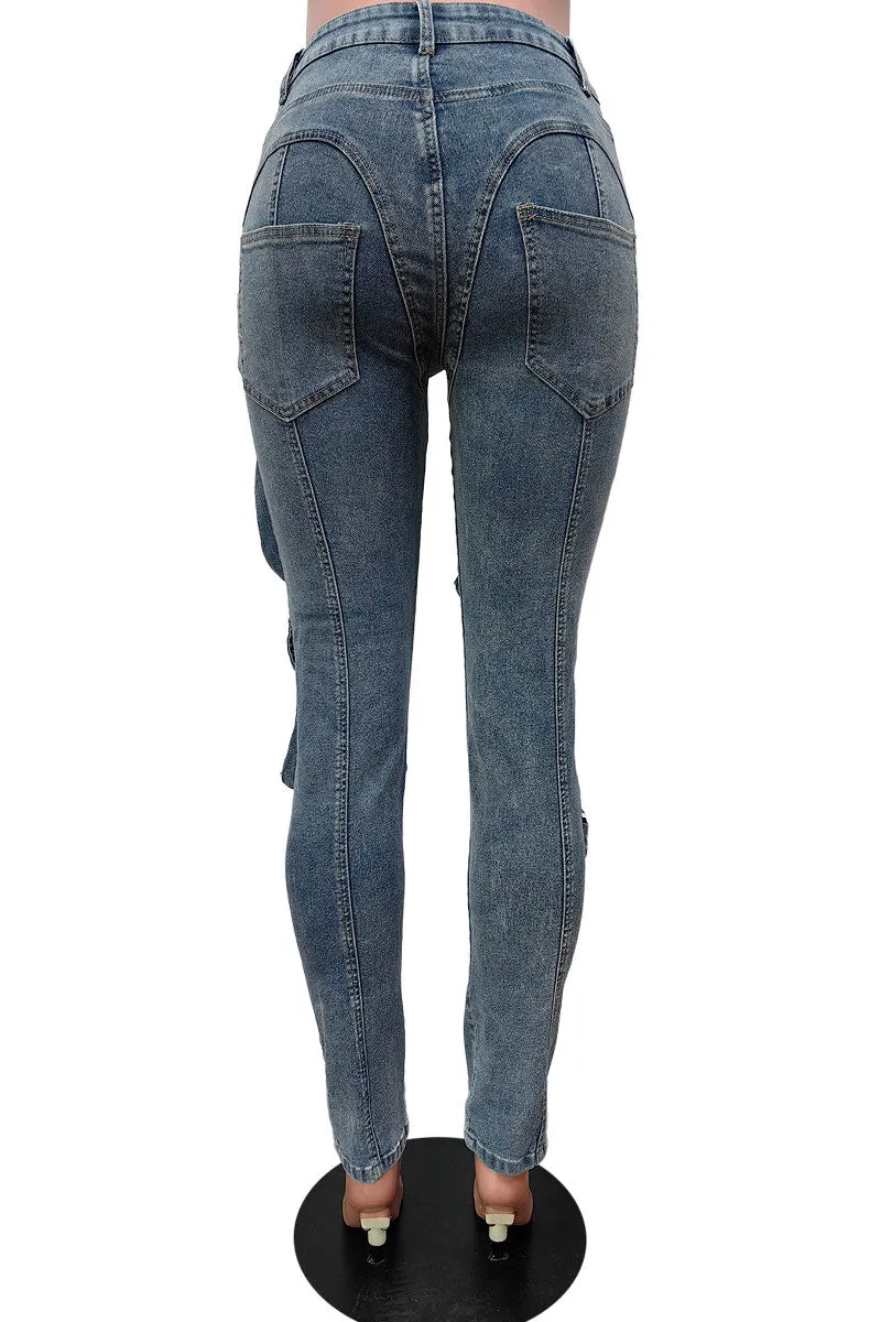 PJ640 Denim Patch Pockets Pants