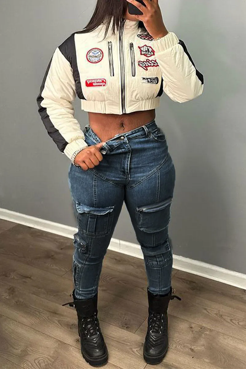 PJ640 Denim Patch Pockets Pants