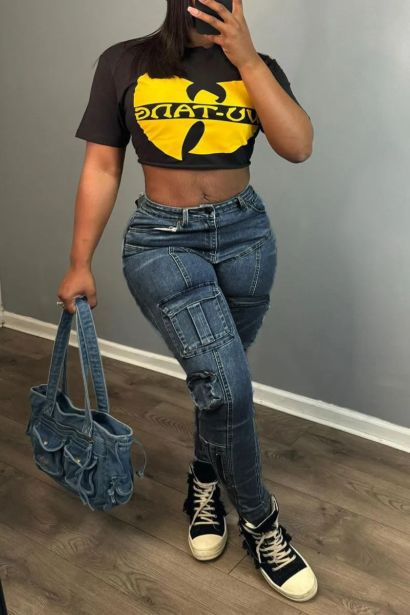 PJ640 Denim Patch Pockets Pants