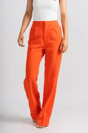Pleated wide leg pants orange