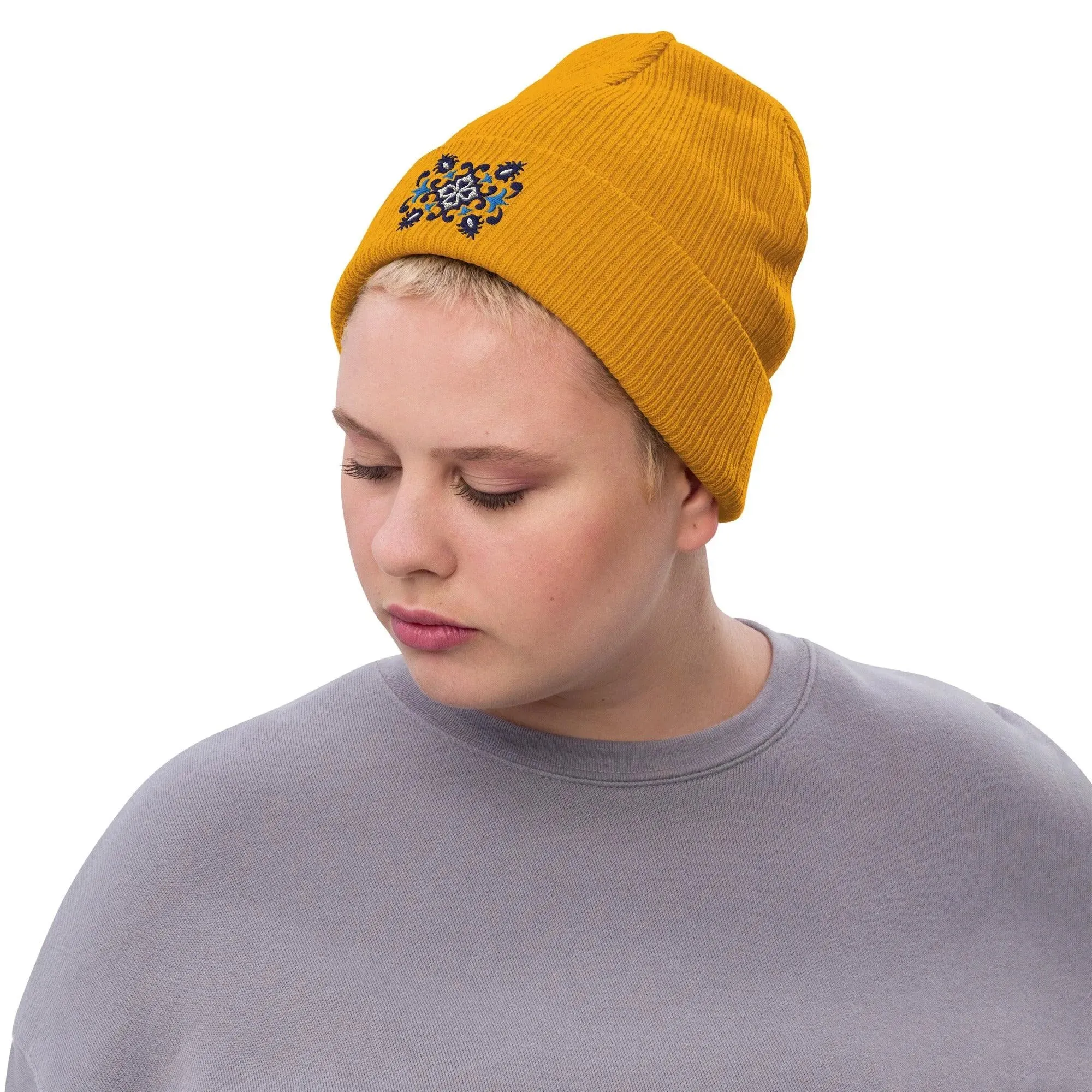 Portuguese Azulejo Tile Motif Embroidered Beanie