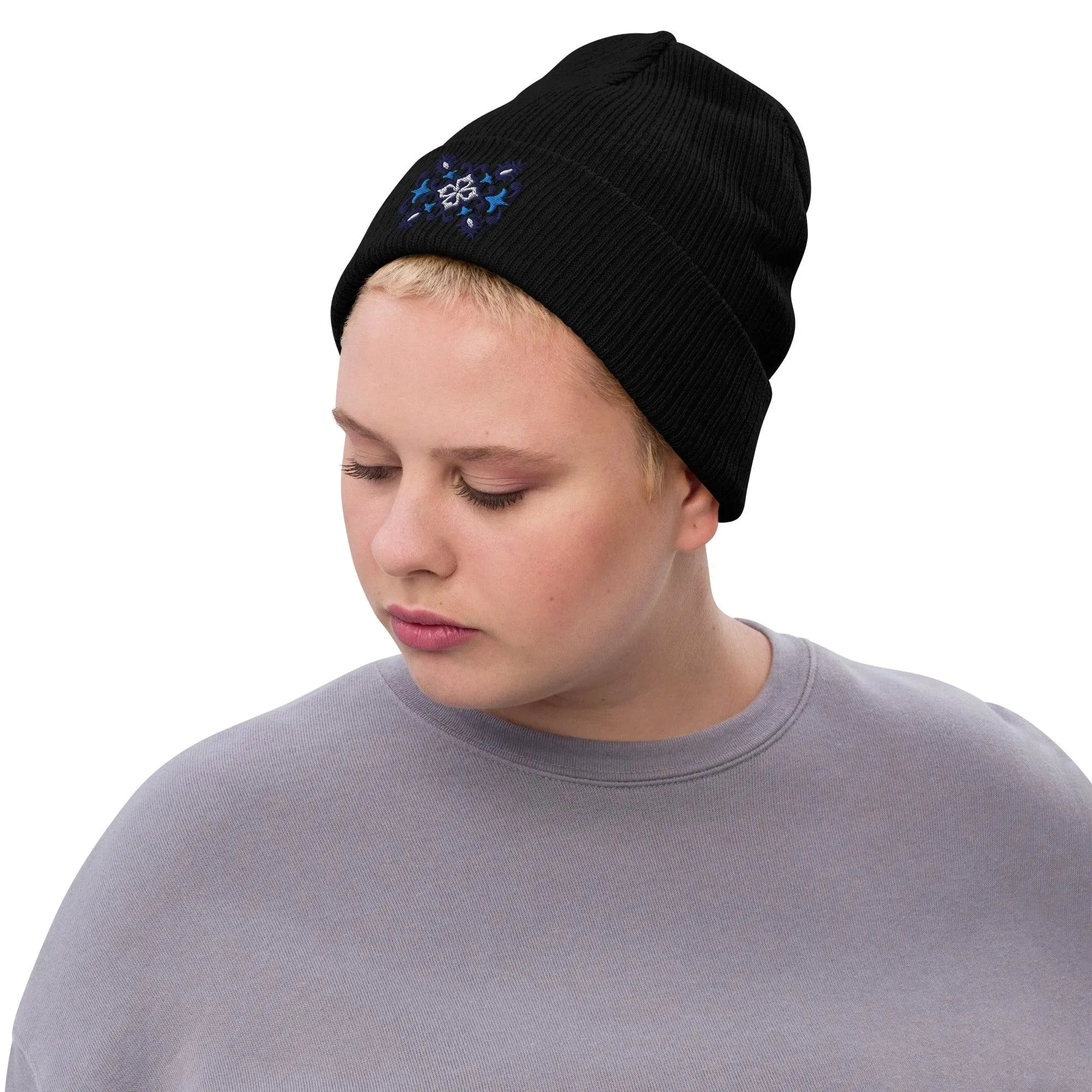 Portuguese Azulejo Tile Motif Embroidered Beanie