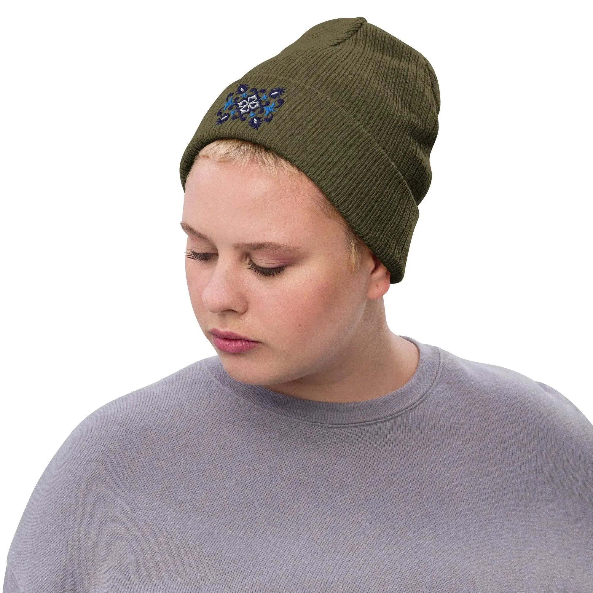 Portuguese Azulejo Tile Motif Embroidered Beanie