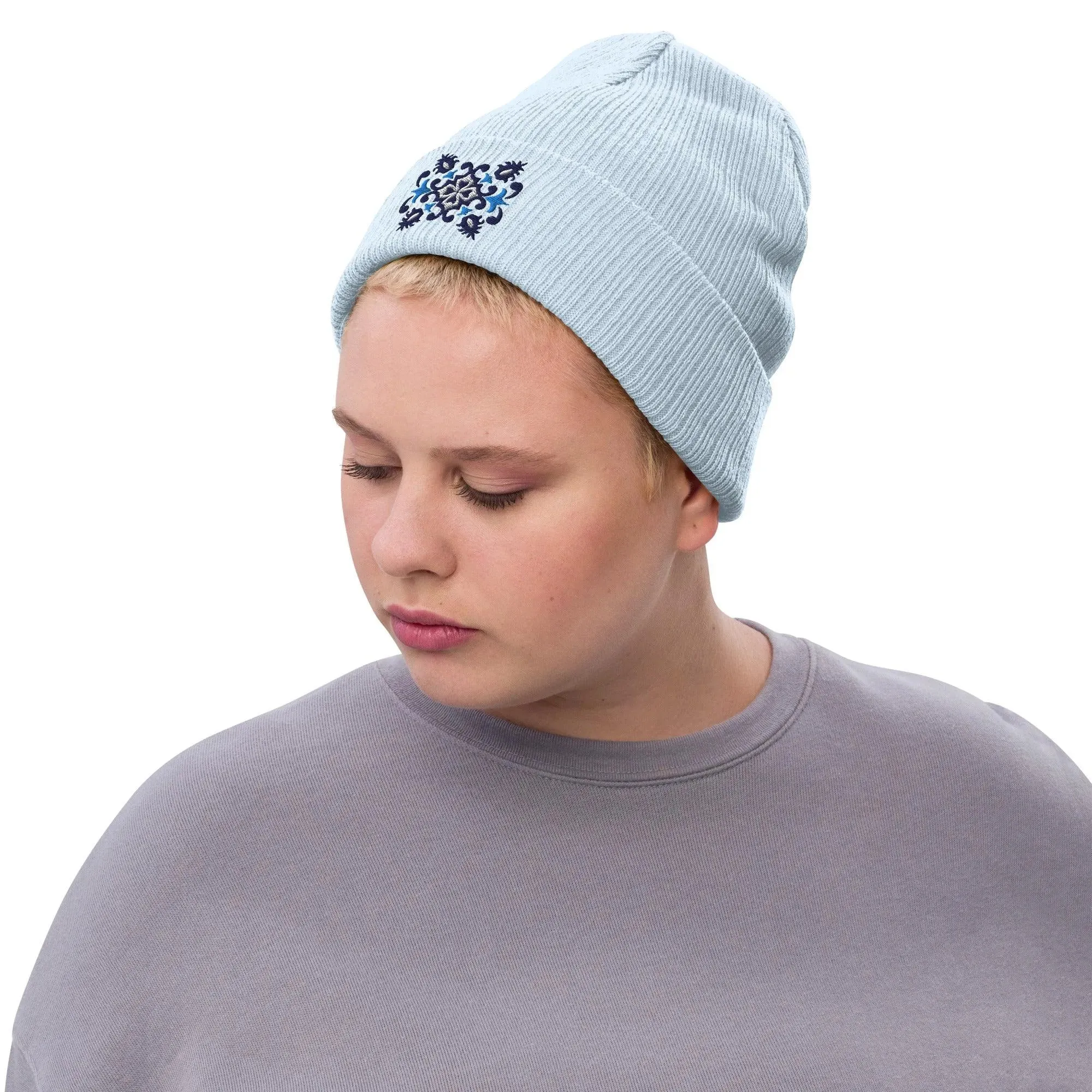 Portuguese Azulejo Tile Motif Embroidered Beanie