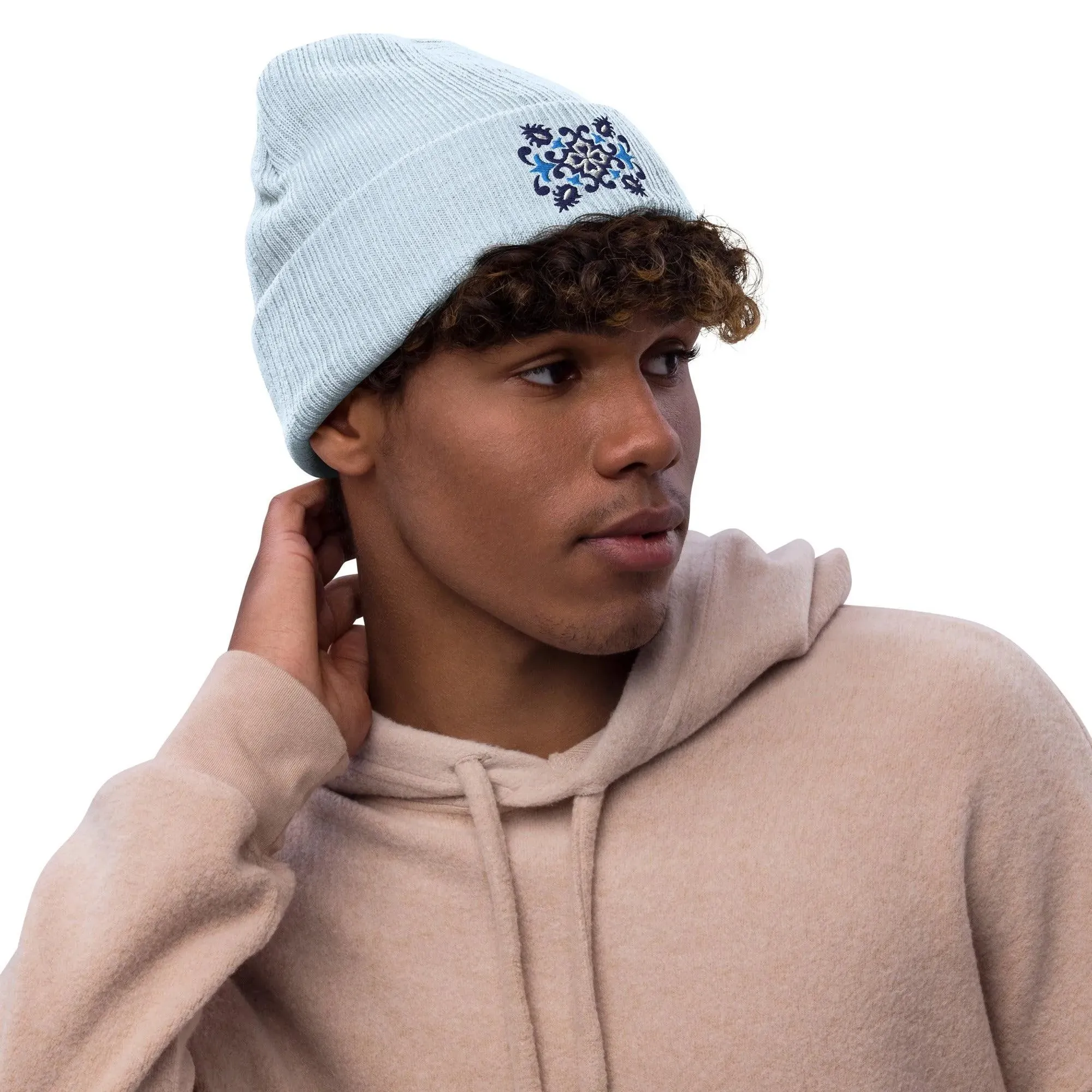 Portuguese Azulejo Tile Motif Embroidered Beanie