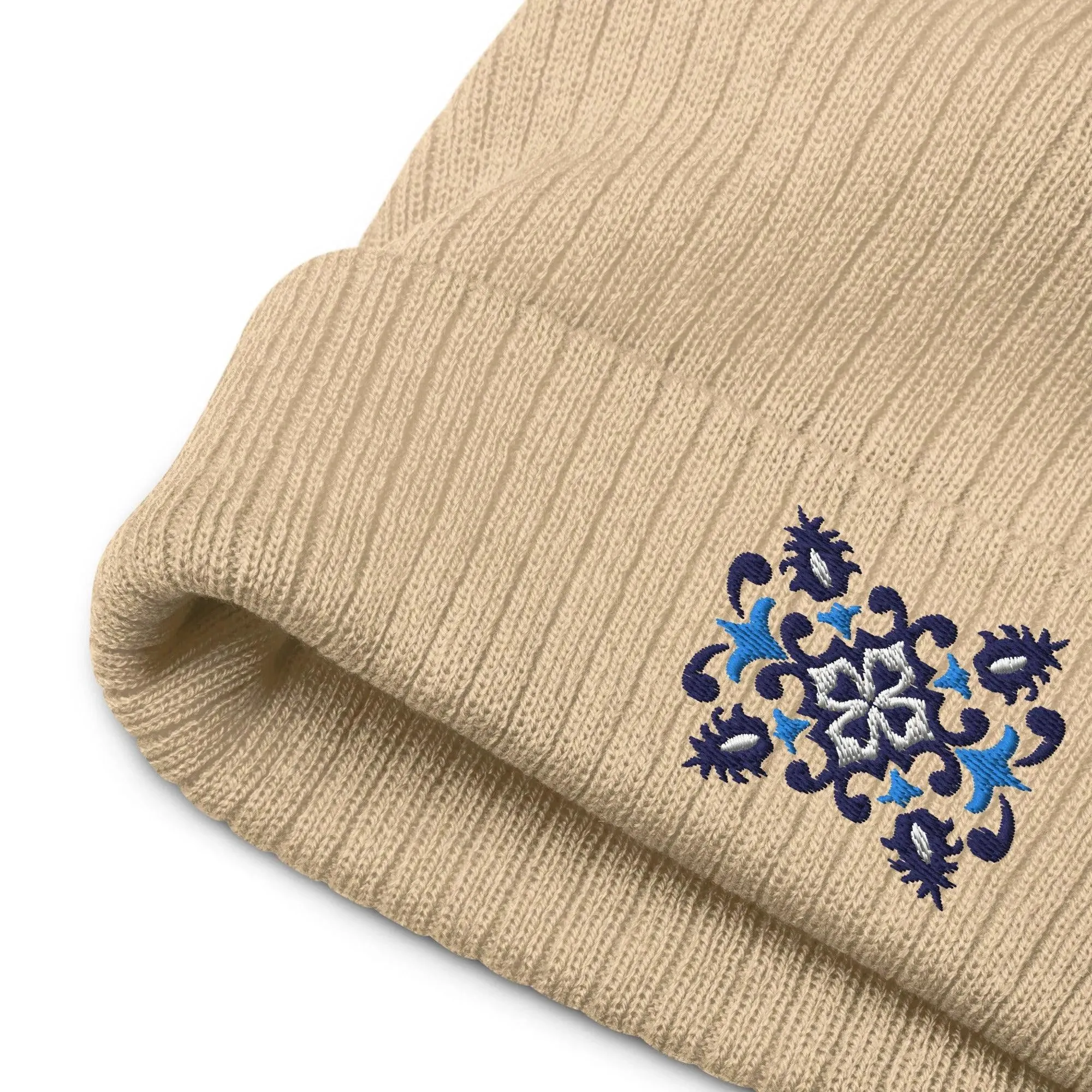 Portuguese Azulejo Tile Motif Embroidered Beanie