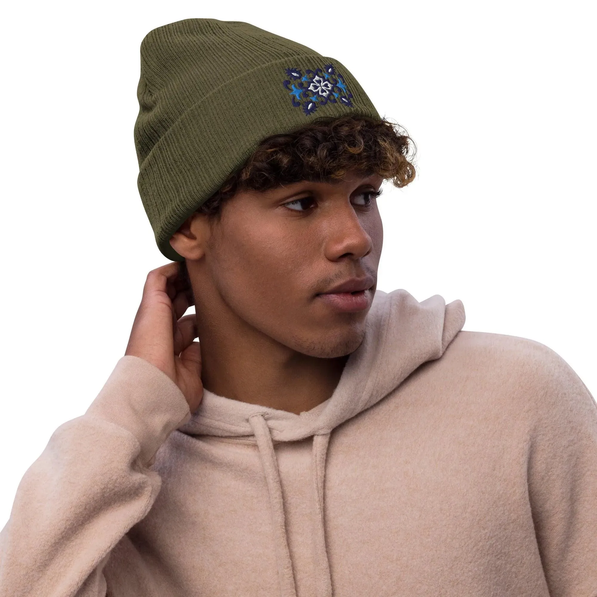 Portuguese Azulejo Tile Motif Embroidered Beanie
