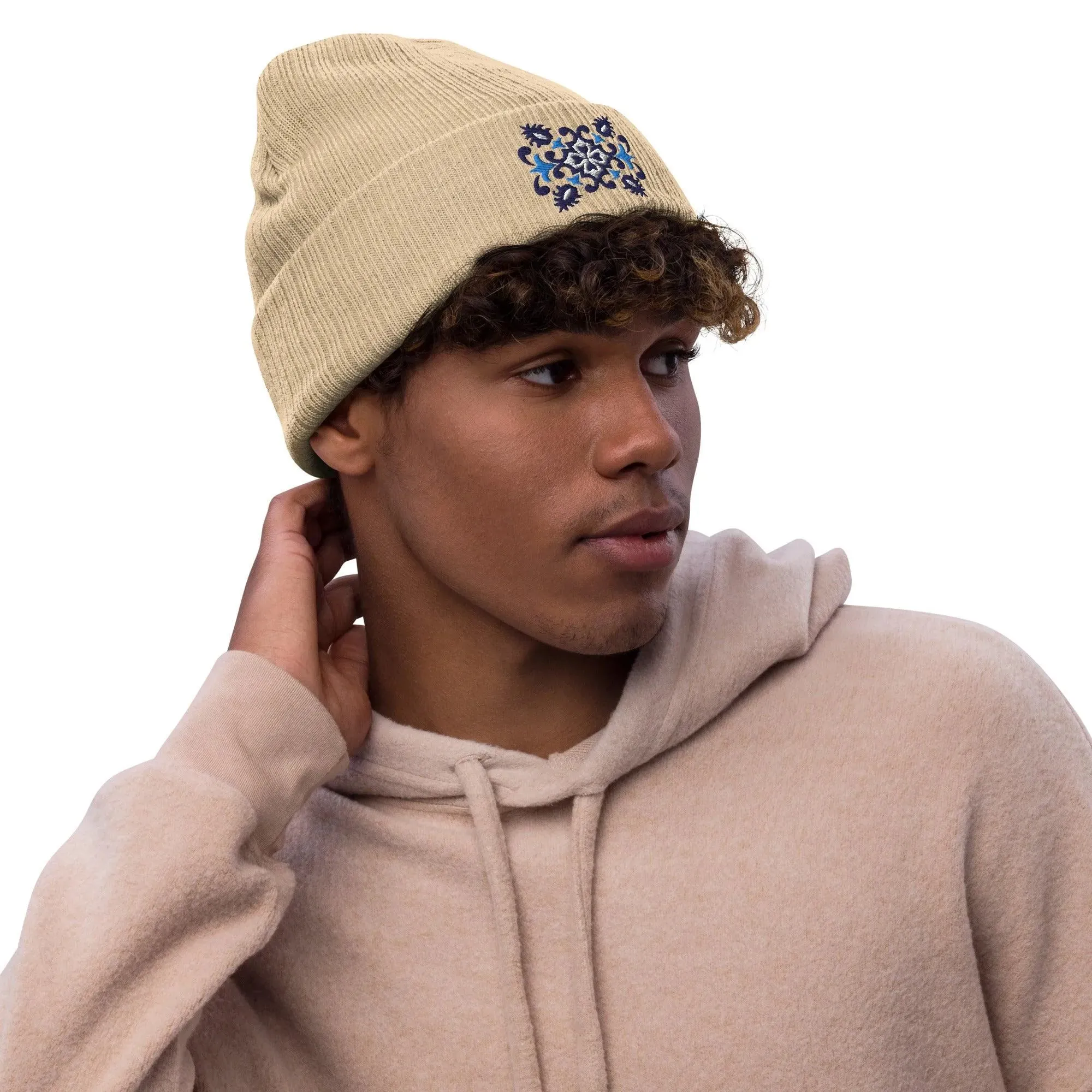 Portuguese Azulejo Tile Motif Embroidered Beanie