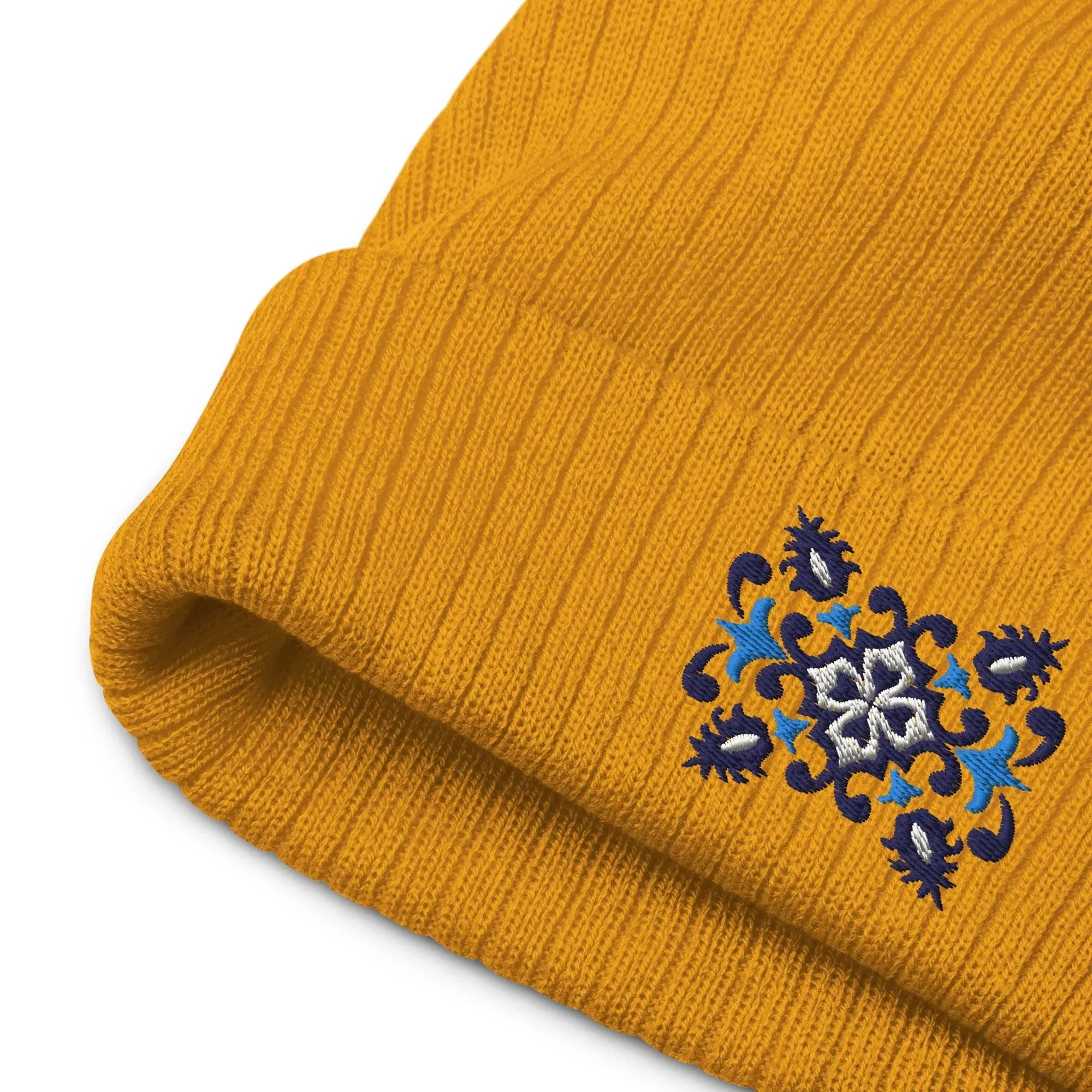 Portuguese Azulejo Tile Motif Embroidered Beanie